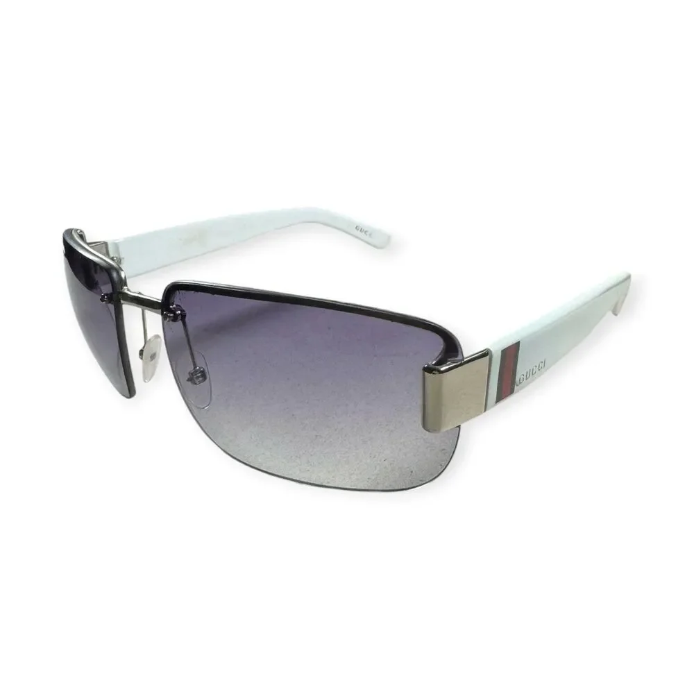 Gucci 2851/s Semi-Rimless Sunglasses White Frame Gray Lenses w/ Case Retro VTG